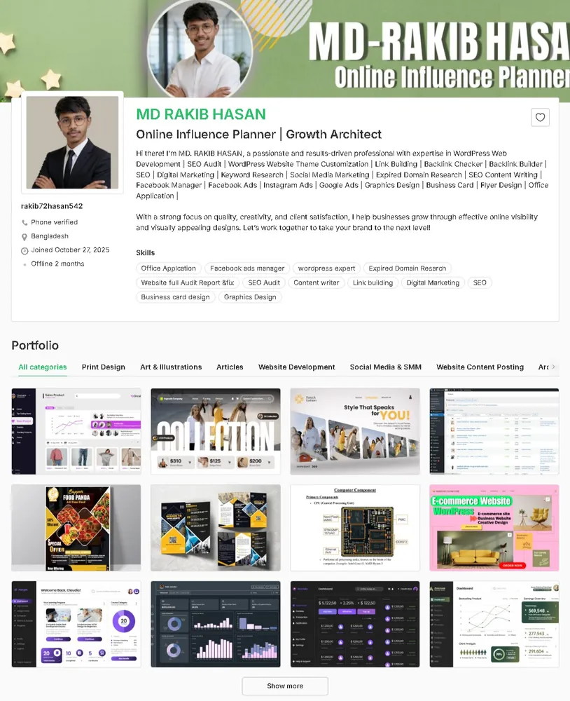 MD Rakib Hasan Kwork profile preview